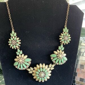 JCREW Statement Necklace | Mint Cream Green Rhinestones